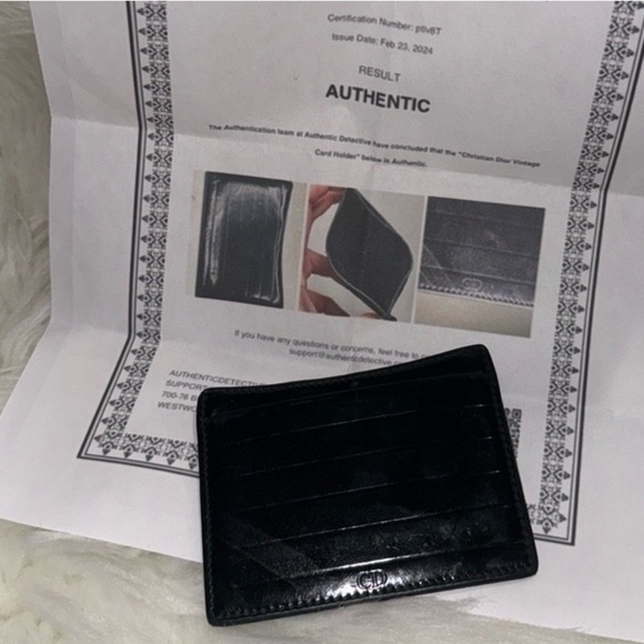 Christian Dior Black Patent Leather Card Holder W/COA - Picture 1 of 9